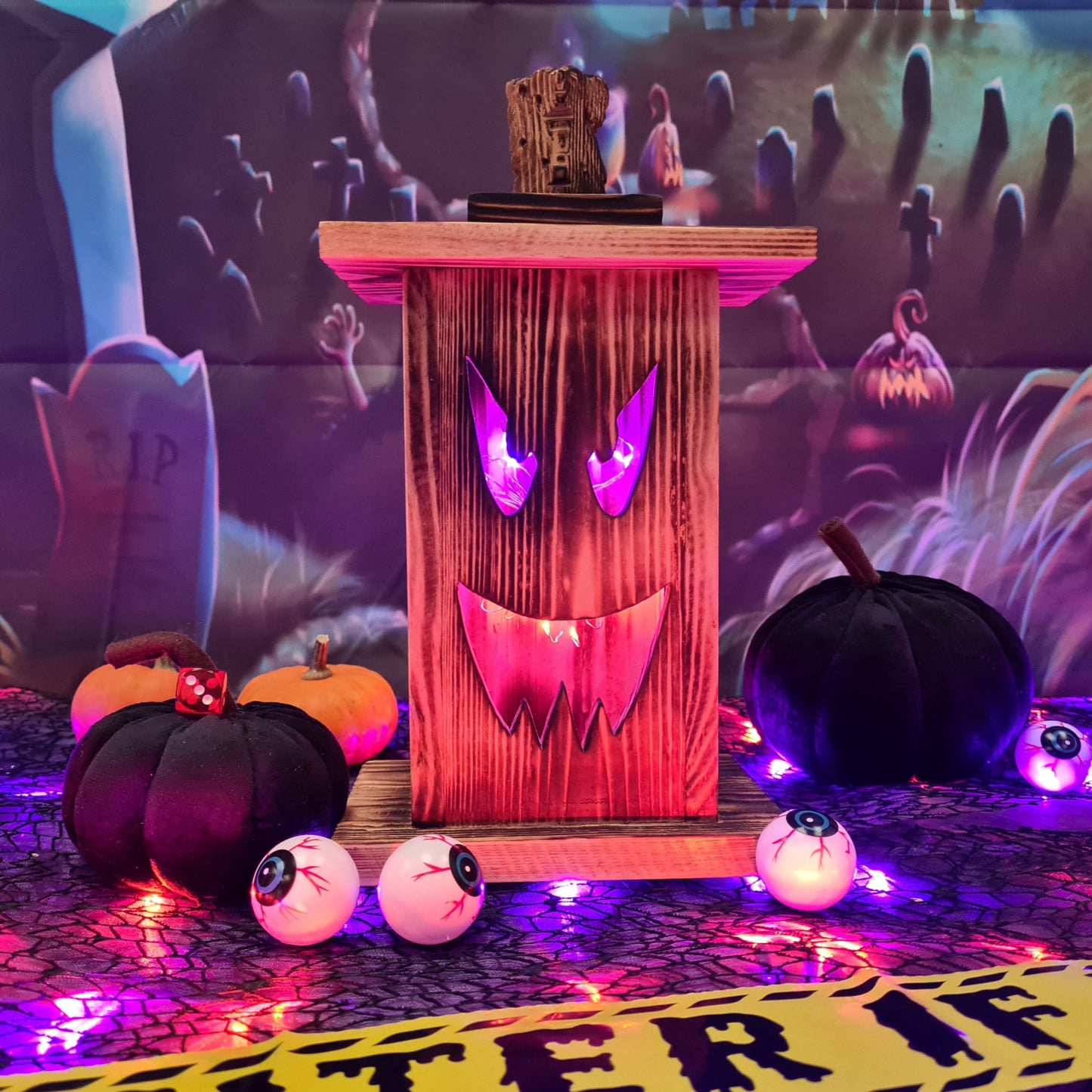 Rustic Hallowe'en Lantern - Reclaimed Pallet Wood with LED Lights