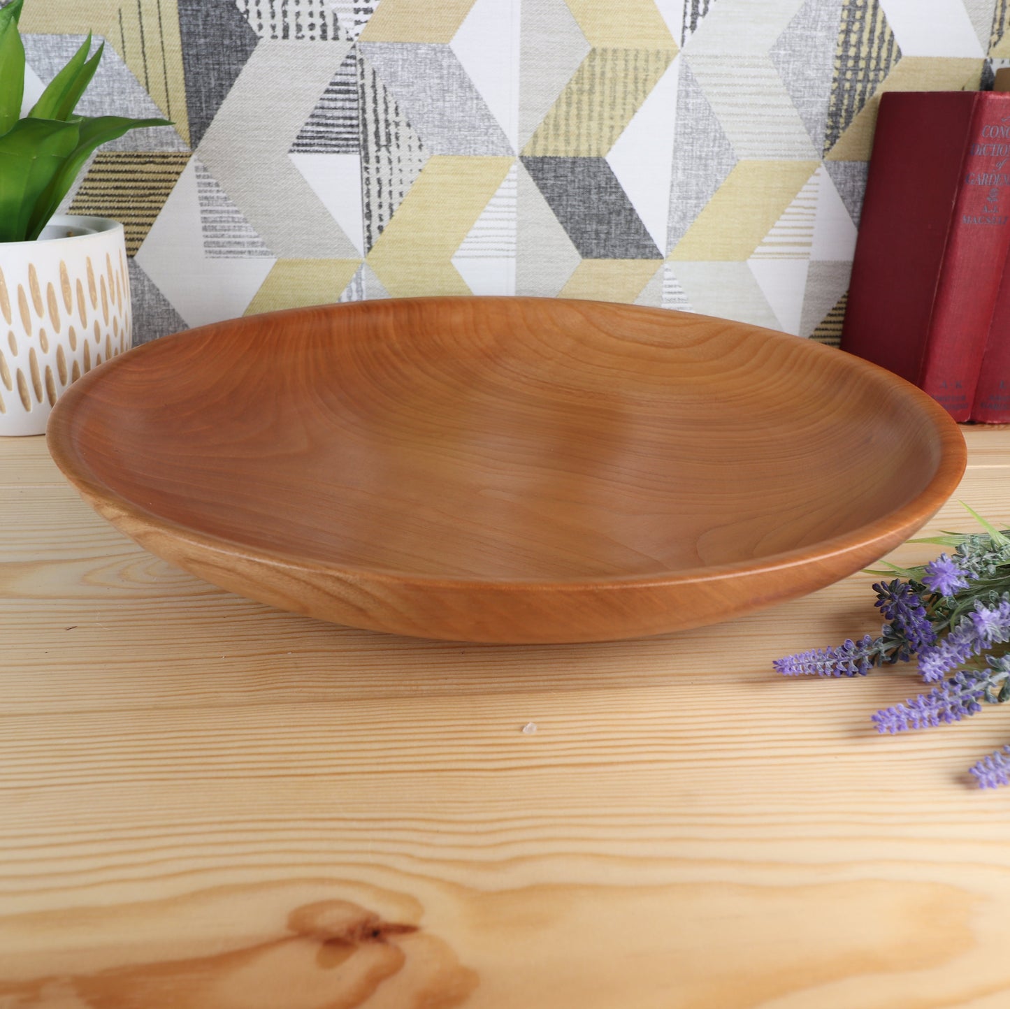 Large Cherry Wood Fruit Bowl