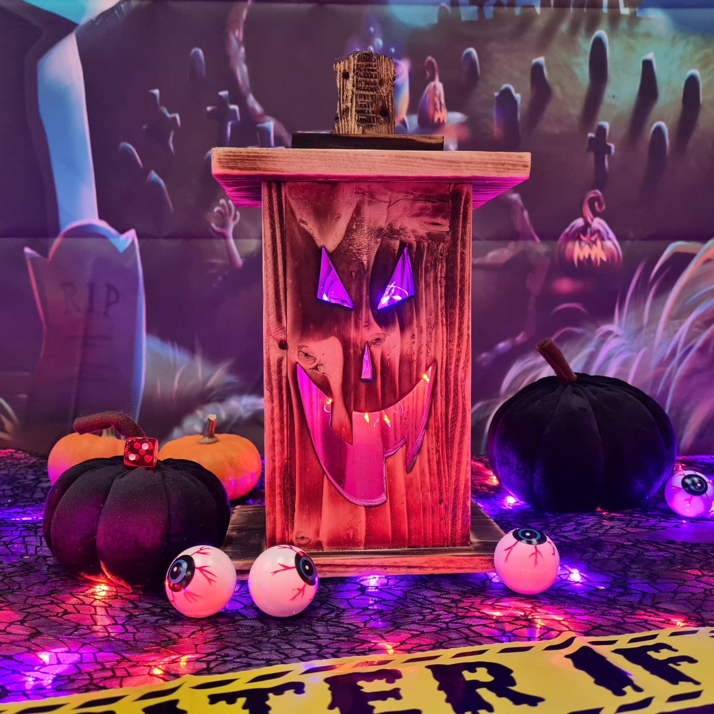 Handcrafted Wooden Halloween Lantern – Made from Reclaimed Pallet Wood