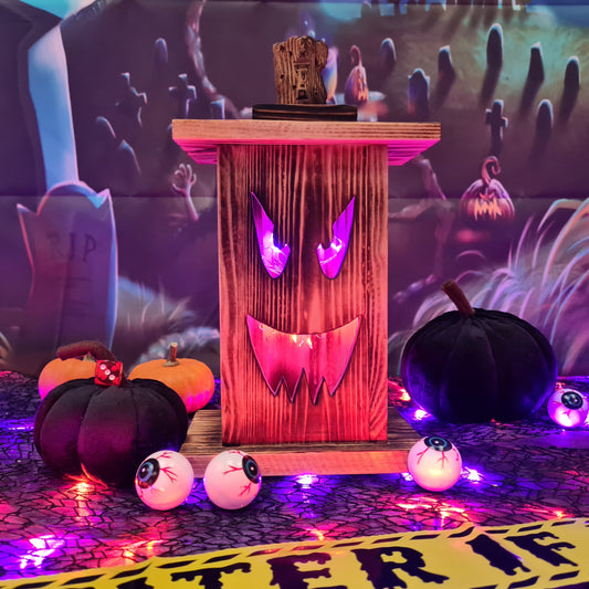 Rustic Hallowe'en Lantern - Reclaimed Pallet Wood with LED Lights