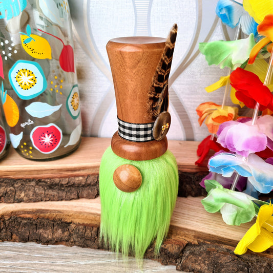 Whimsical Wooden Gonk with Exotic Hardwood Top Hat - Crafted for Joyful Moments