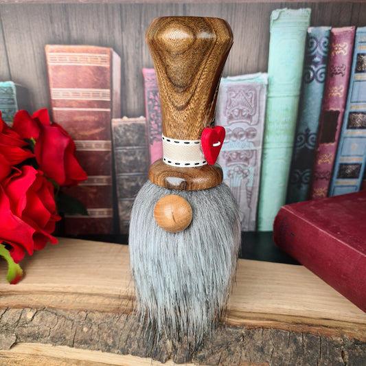 Adorable Wooden Gonk with Exotic Hardwood Top Hat - A Heartfelt Creation