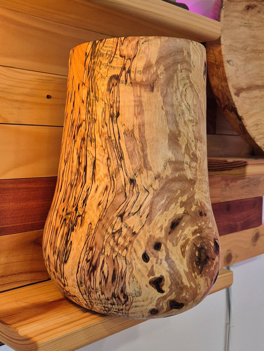 Artisan Spalted Ash Vase - Hand-Turned Decor Accent