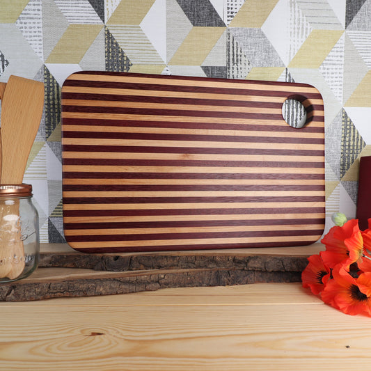 Stripey Mixed Wood Chopping Board